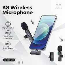 K8 Wireless Lavalier Microphone For Recording – Type-C Mini MIC for Mobile Phone Live Streams Interview – 20 Meter Long Range Portable Audio Recording Mic For Type C Mobile Phone Camera